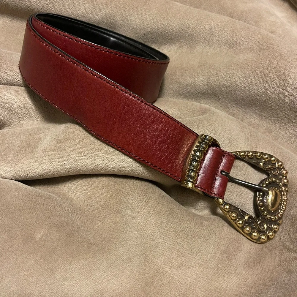 Avignon Brown Leather Belt with Gold Buckle